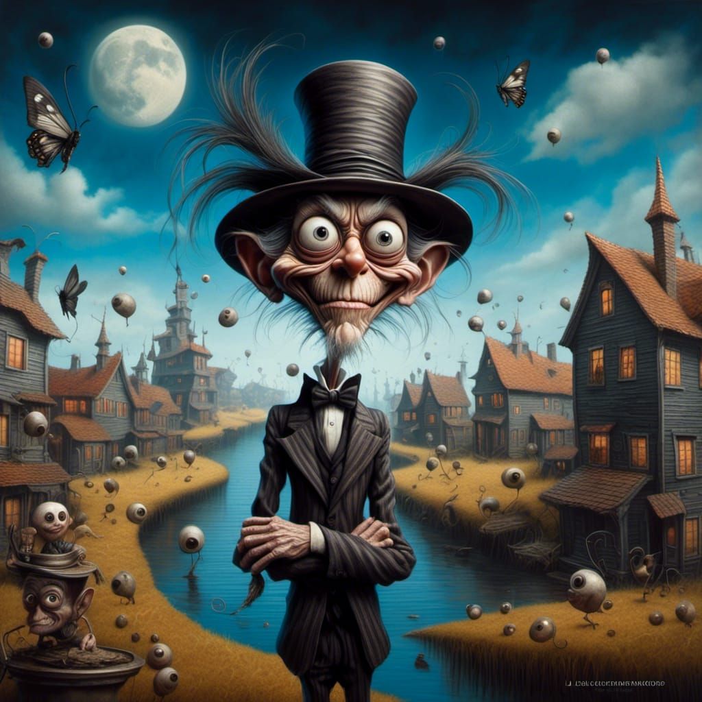 Surreal Caricature of a Crazy Uncle