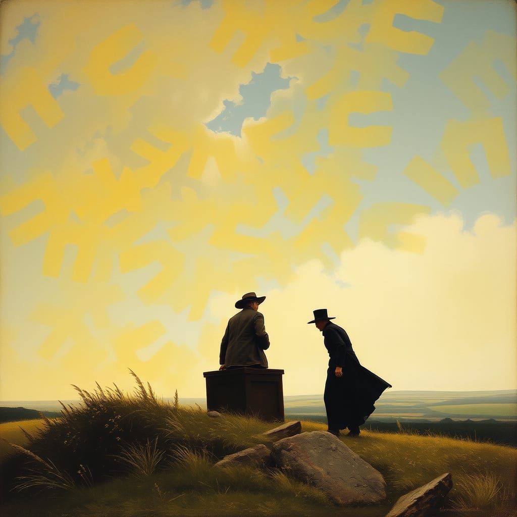 Whimsical Landscape with Abandoned Mortar on a Sunny Day