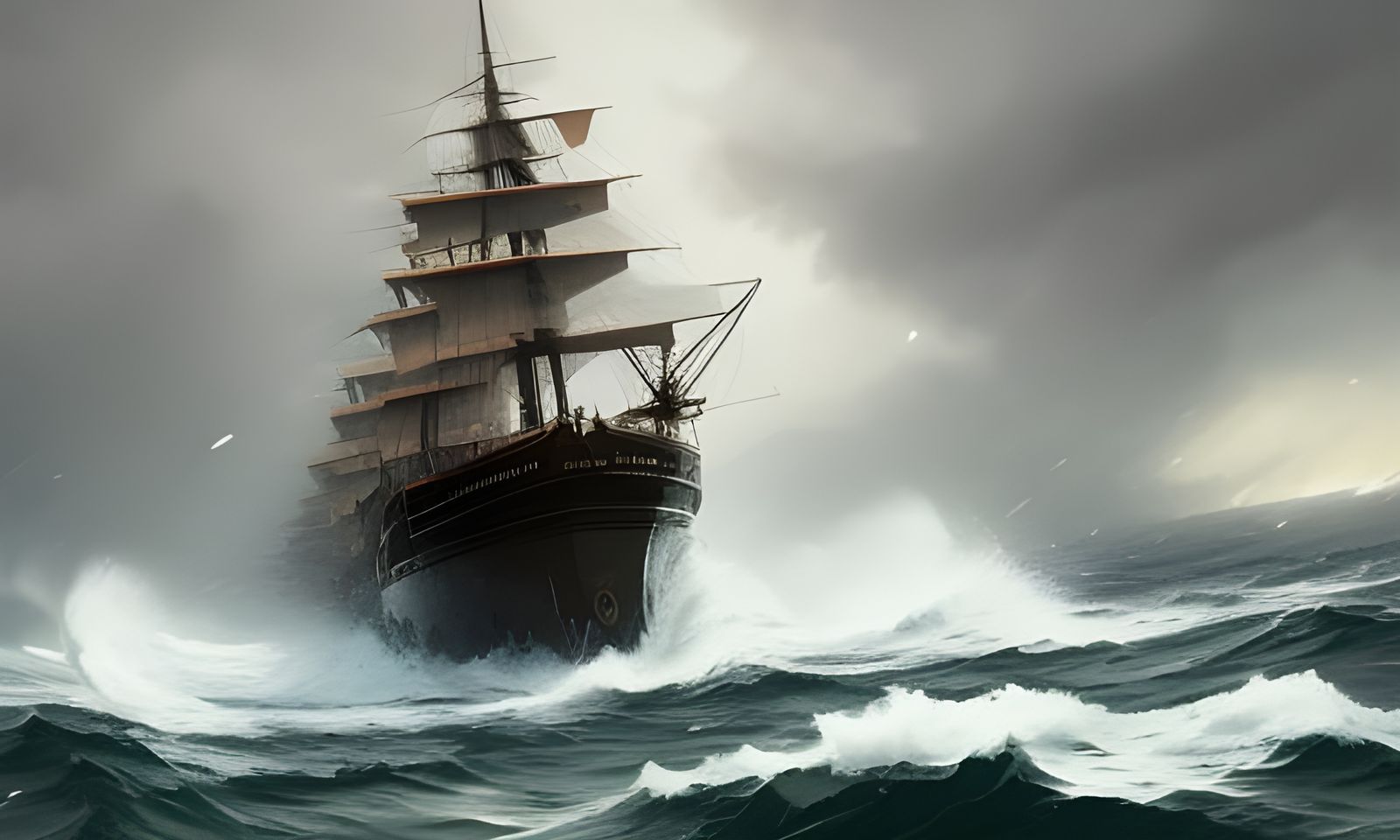 Bismark Battles Rough Seas: 8k Realistic Image