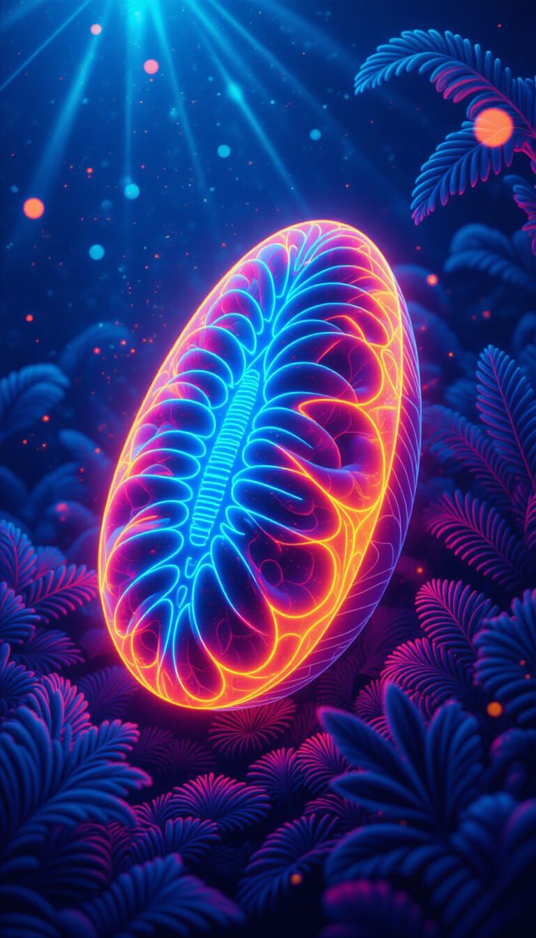 Neon Thyroid Gland Receives Signal in Futuristic Biology