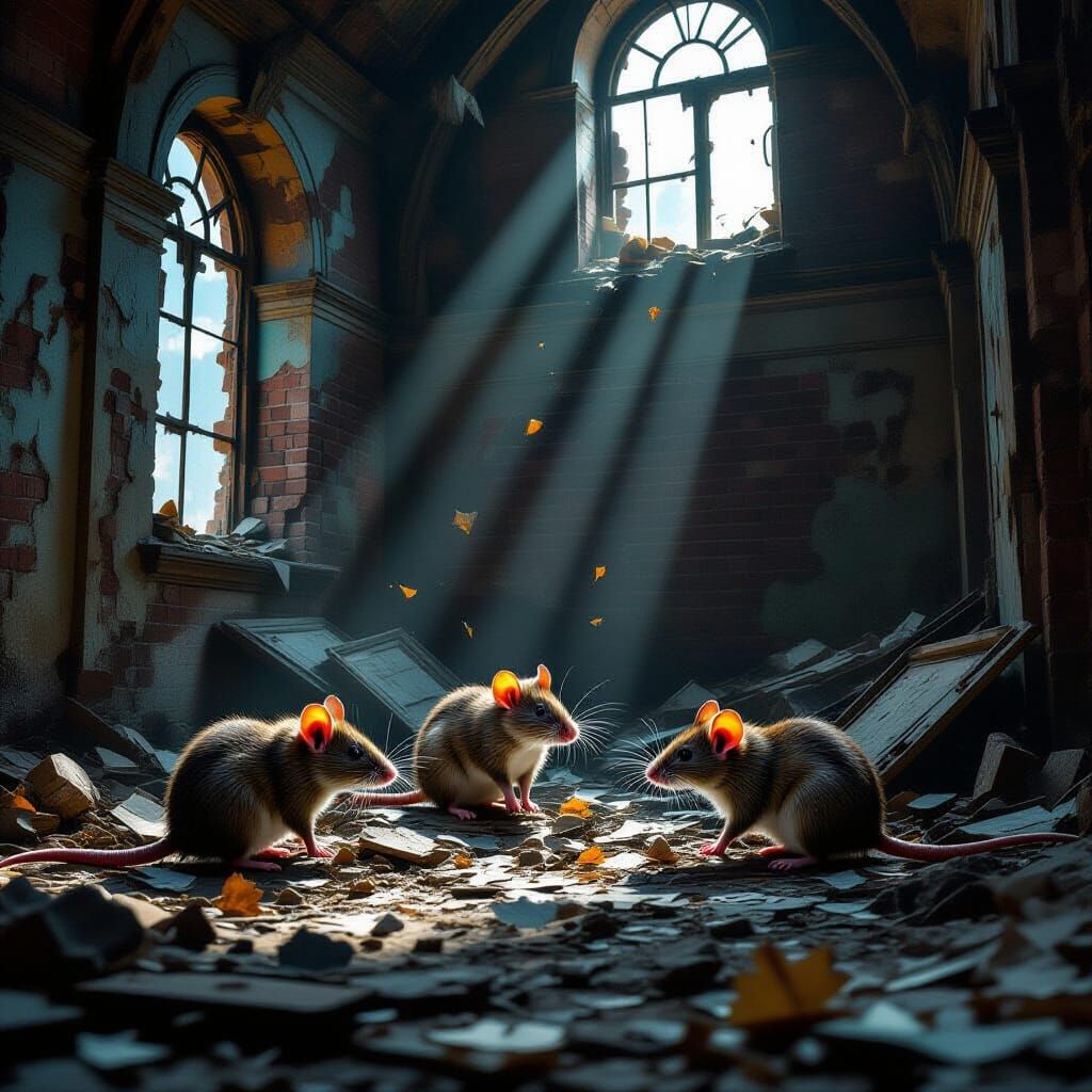 Rats Explore Crumbling Building in Fantastical Matte Paintin...