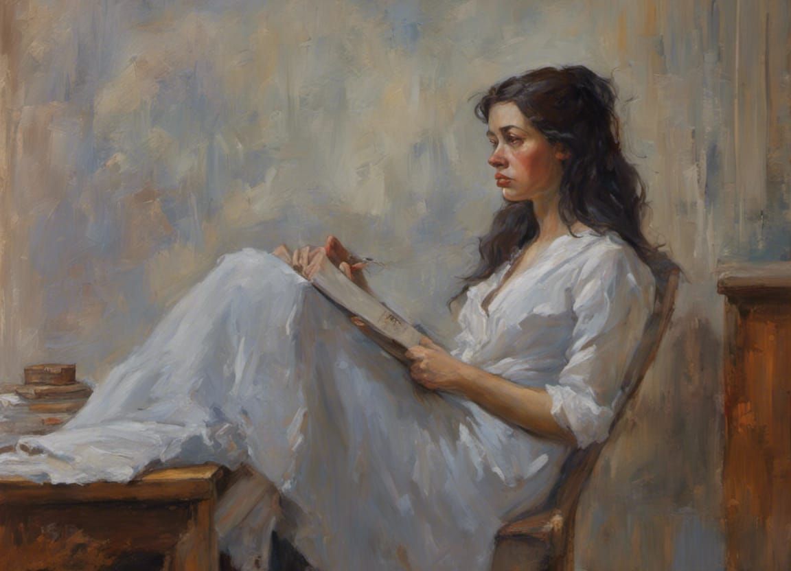 Contemplative Portrait in Oil Painting Style