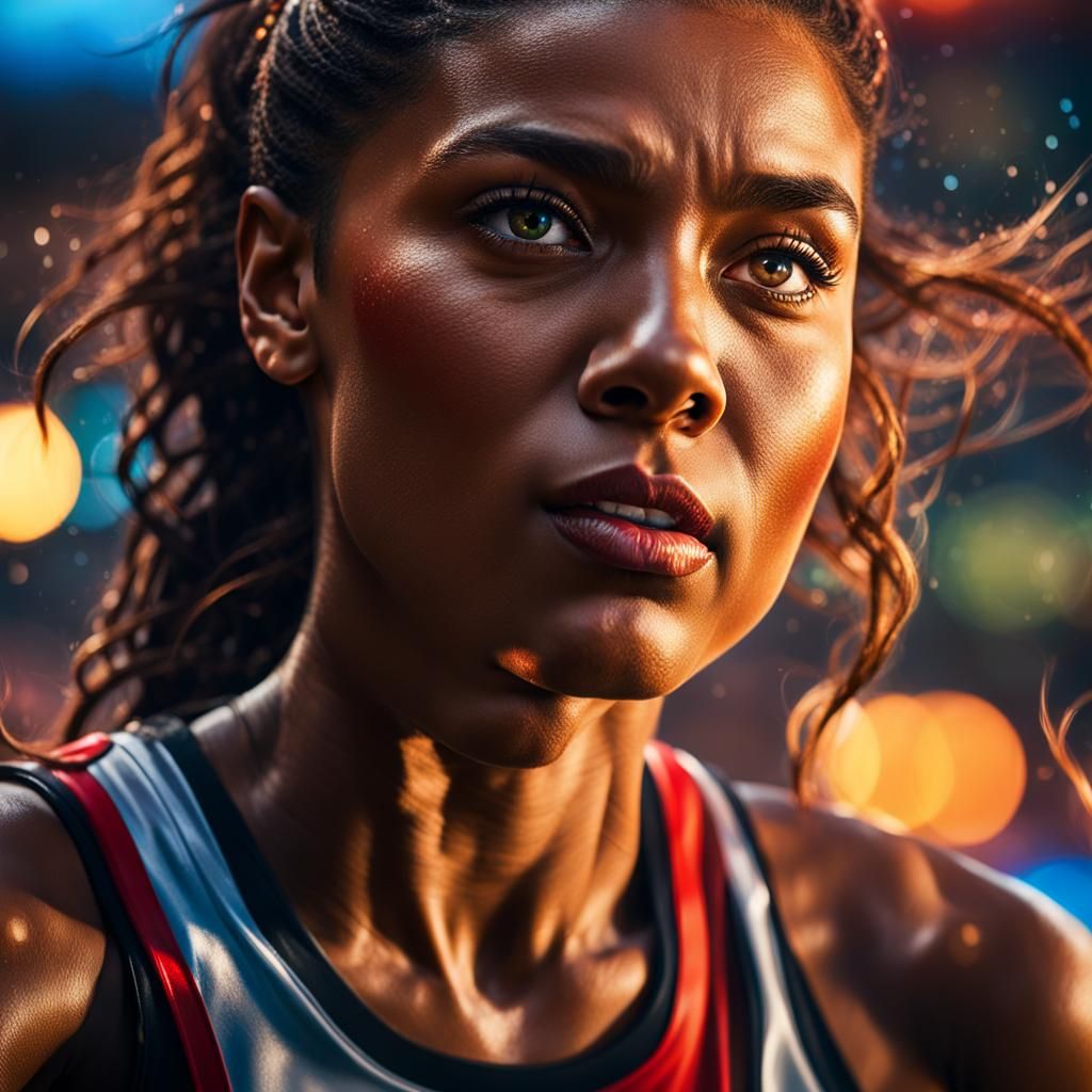 Powerful Athlete Woman in Hyperrealistic Fantasy Art