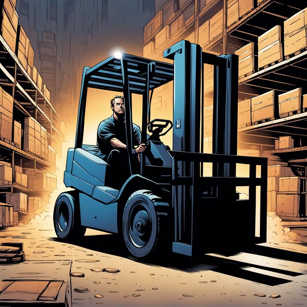 Forklift Certification in Comic Book Art Style