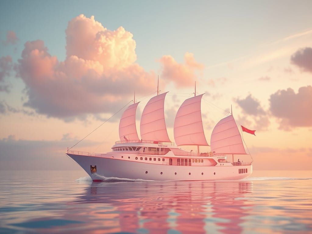 Golden Hour Ship in a Rose Garden