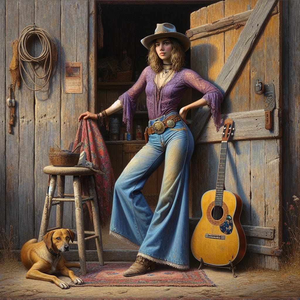 Bohemian Girl in Western Style Oil Painting