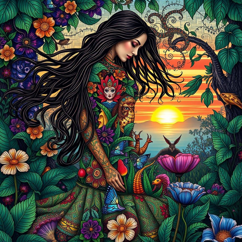 Ethereal Woman Connects Realms of Fantasy and Nature