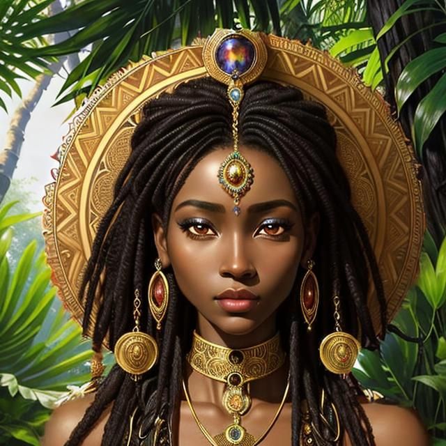 African Goddess in a Lush Jungle
