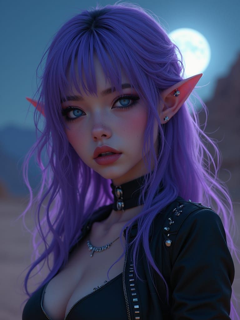 Magical Moonlit Elf Portrait in Photorealistic Style