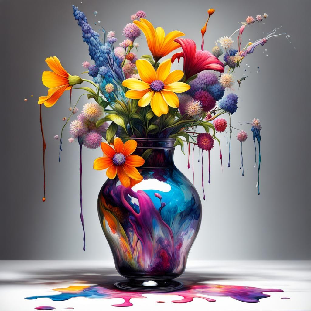 Wildflower Bouquet in Graffiti Art Style