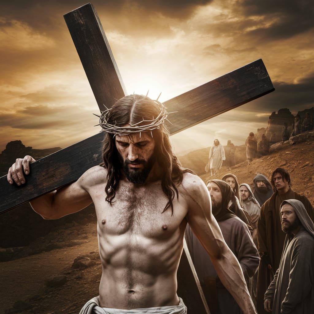 Jesus Carries the Cross to Golgotha as Caravaggio Painting