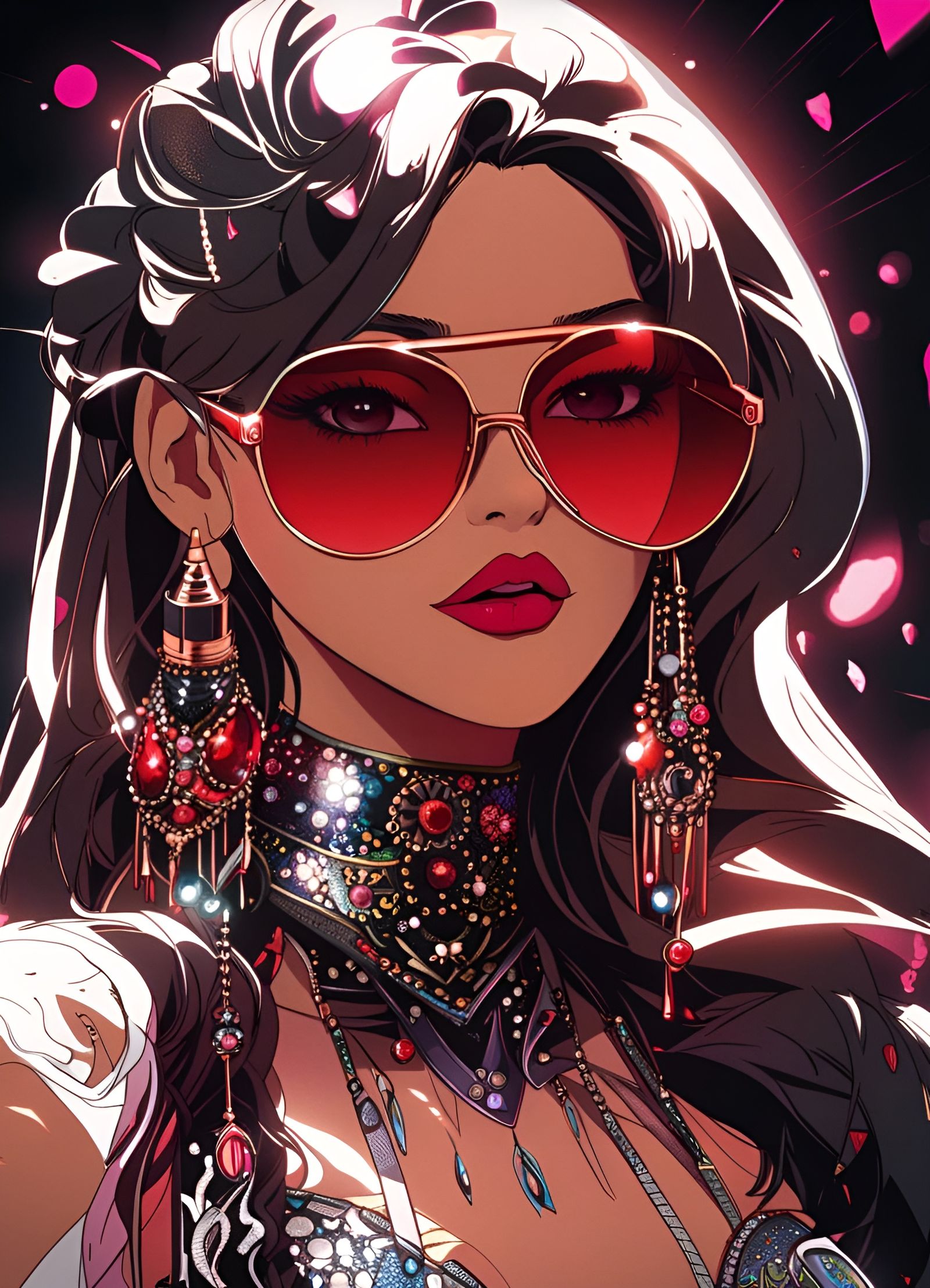 Funk Rockstar Goddess Portrait in Hyperdetailed Realism