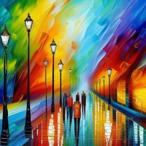 London Street in Expressionist Impasto Style