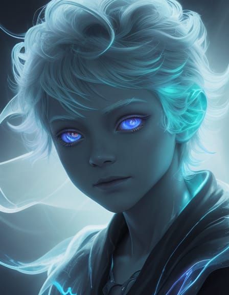 Bioluminescent Child Floats in Dark Void as Digital Painting