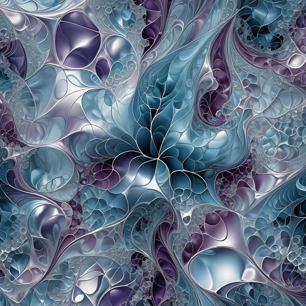 Abstract Blue Fractal with Lips on Ice