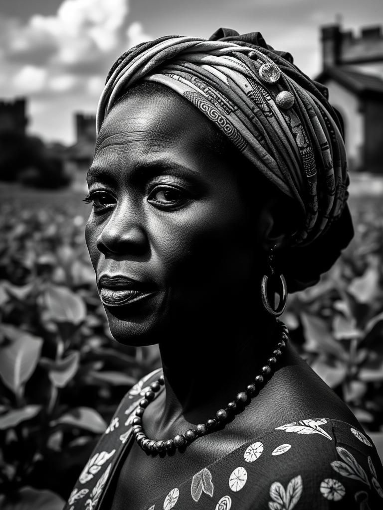 Powerful Black and White Portrait Inspired by Afro-Latin Art