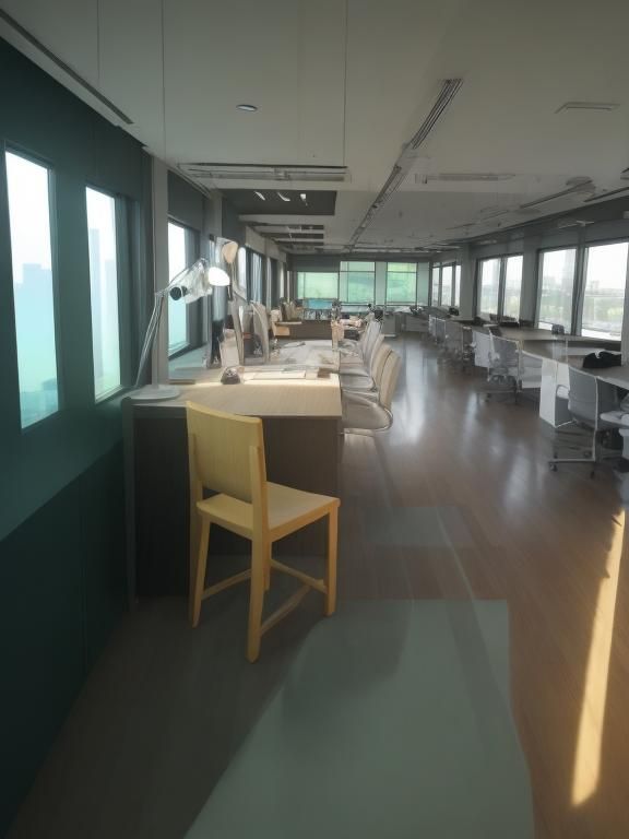 Modern Corporate Interior with Woman in Business Suit