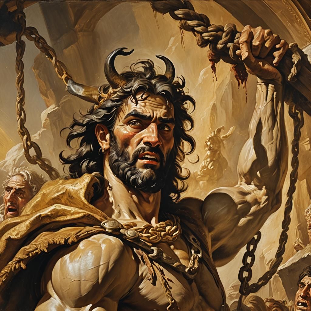 Samson's Rage: A Baroque Painting of Battle