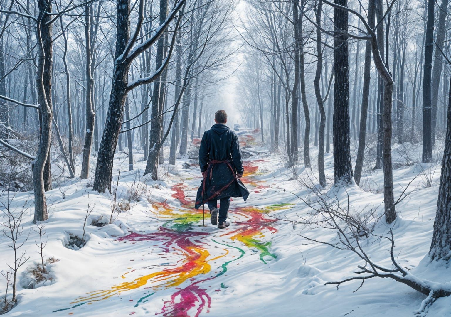 Colorful Ink Forest Landscape