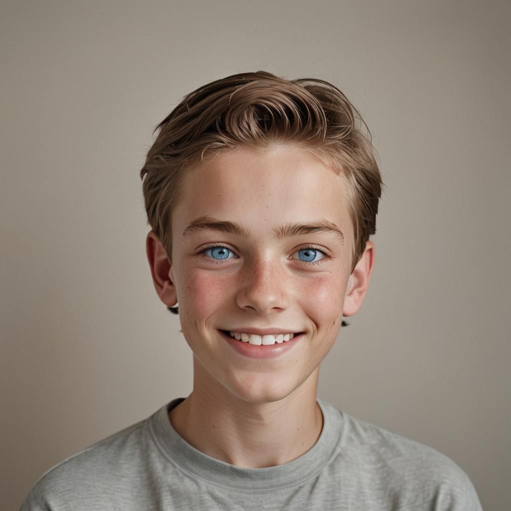 Smiling Boy Portrait with Soft Bokeh and Studio Lighting