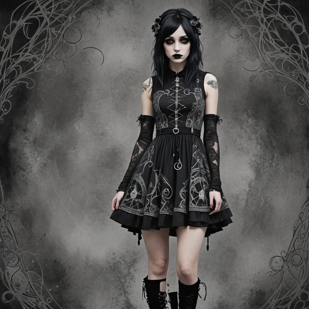 Emo Goth Girl in Occult Akashic Artistic Style