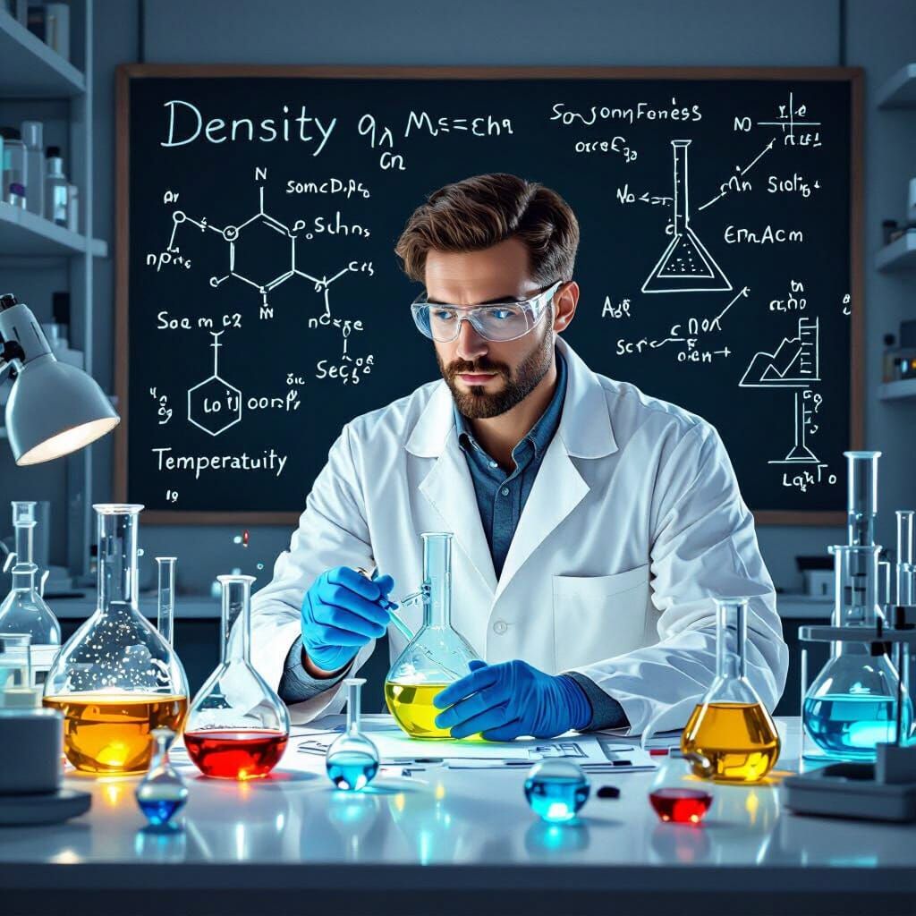 Scientist Illustrates Matter Properties in Futuristic Lab