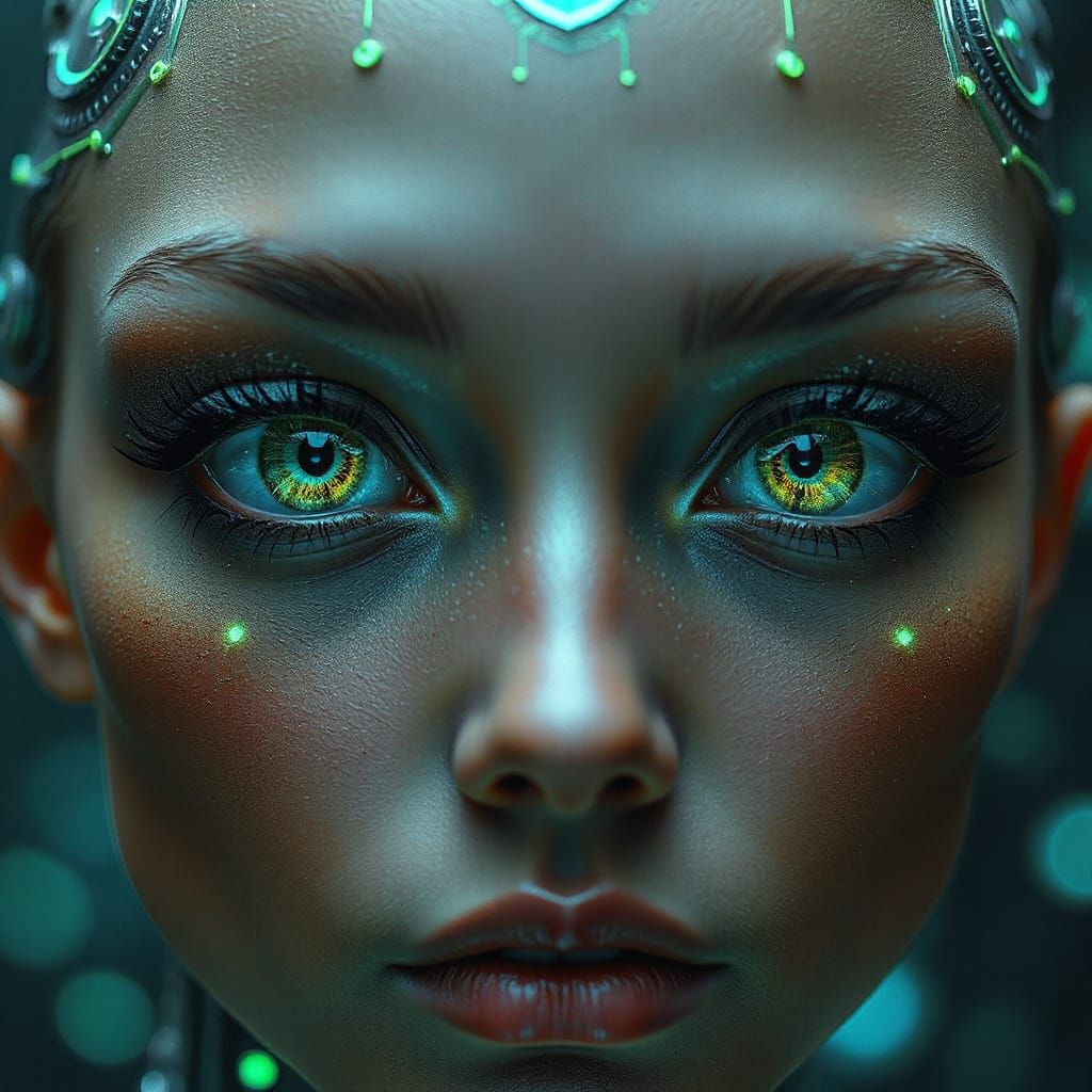 Mesmerizing Humanoid Figure with Hyper-Realistic Eyes