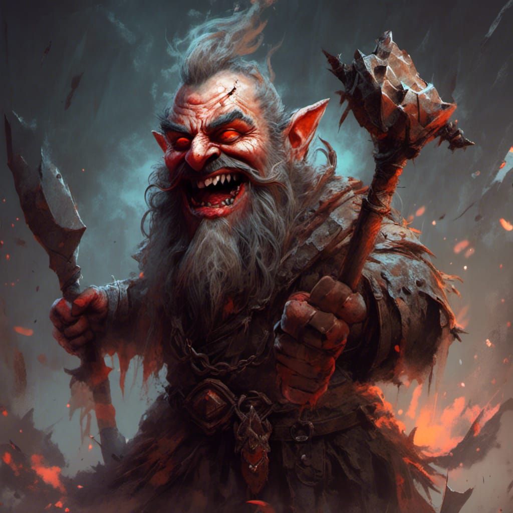 Vengeful Gray Dwarf with Maul in Fantasy Setting