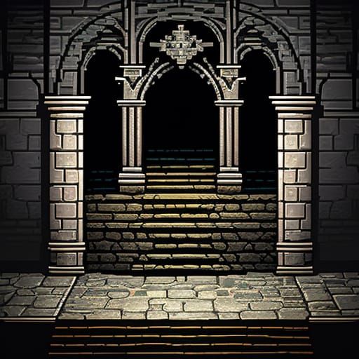 Pixel Art Dungeon Steps to Door