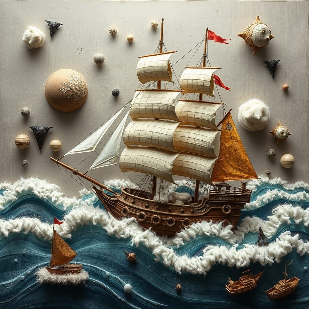 Surreal Ancient Sailing Ship Photo