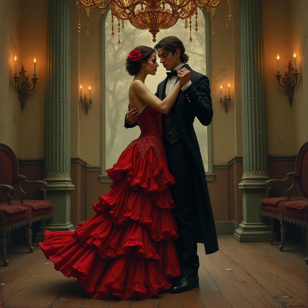 Gothic Ballroom Dance in Art Nouveau Style