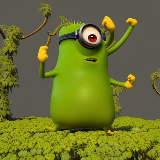 Minion's Plant Monster Attack: 3D Digital Art