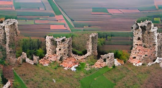 Ruins of a medieval castle tornadic