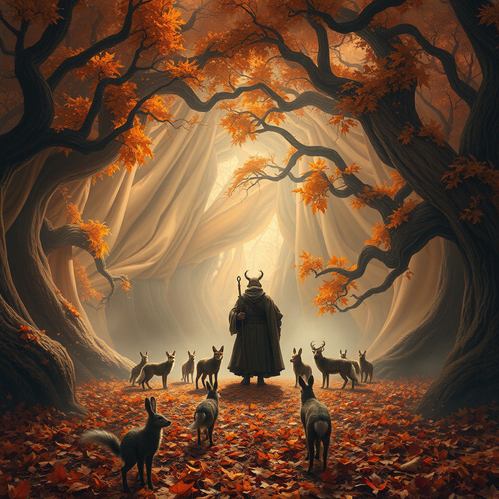 Autumnal Cloak: Cinematic Matte Painting Landscape