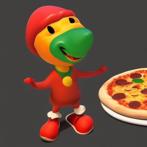 Pizza Clown Character Concept Art in 3D