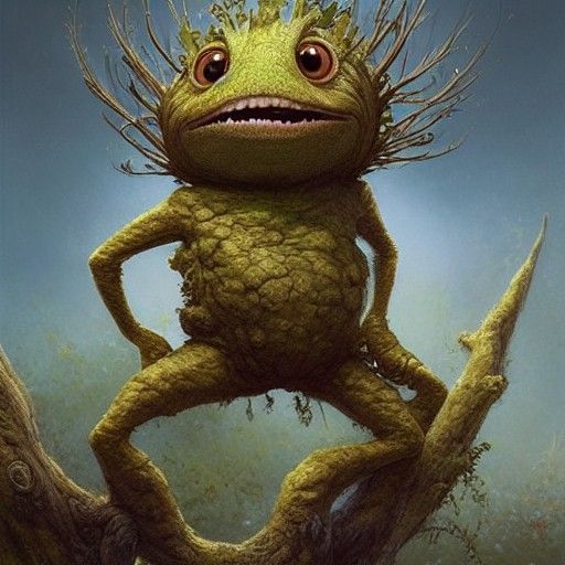 Adorable Humanoid Tree Creature in Comic Style