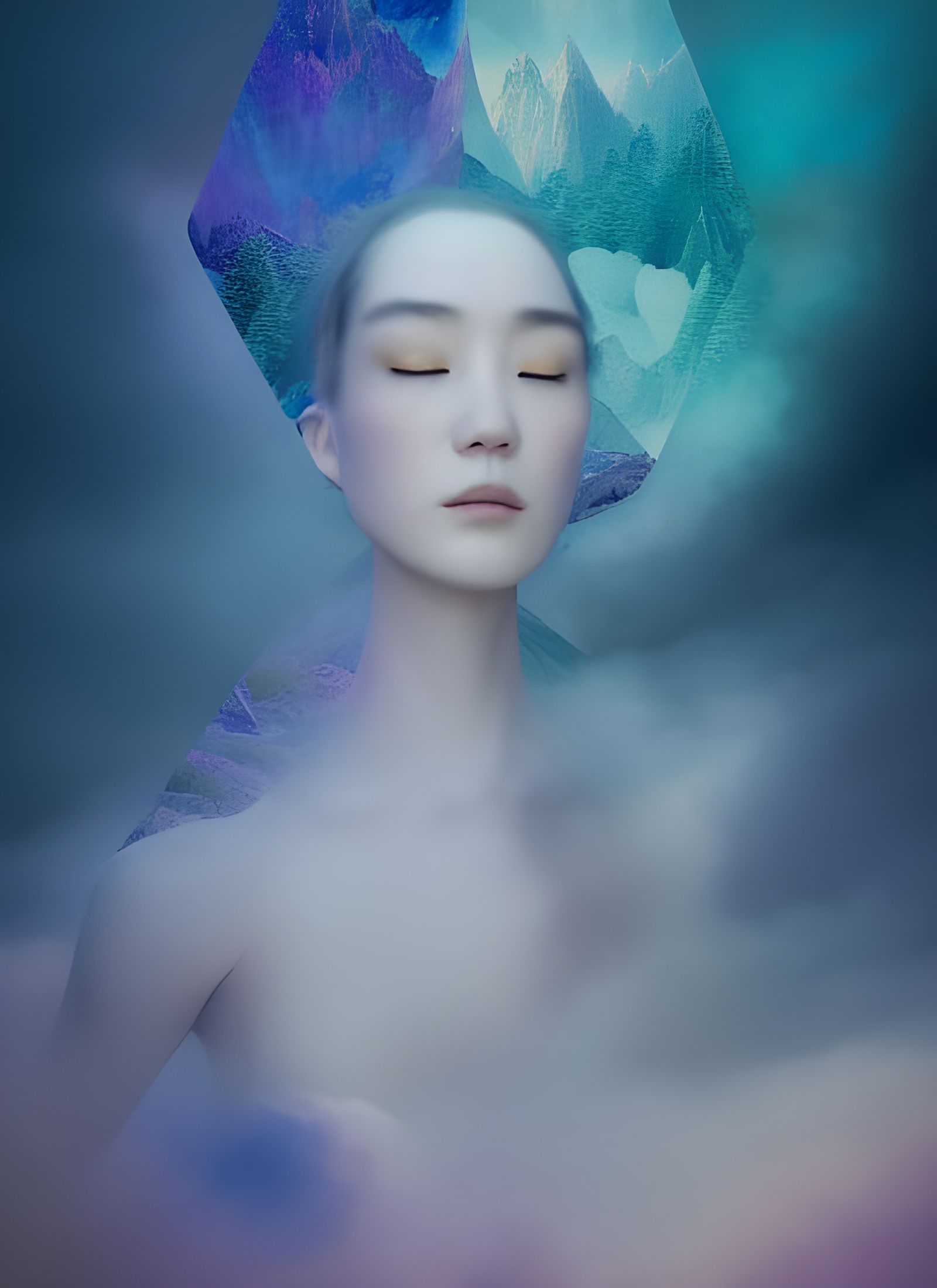 Ethereal Mountains in Applique Needlework Style