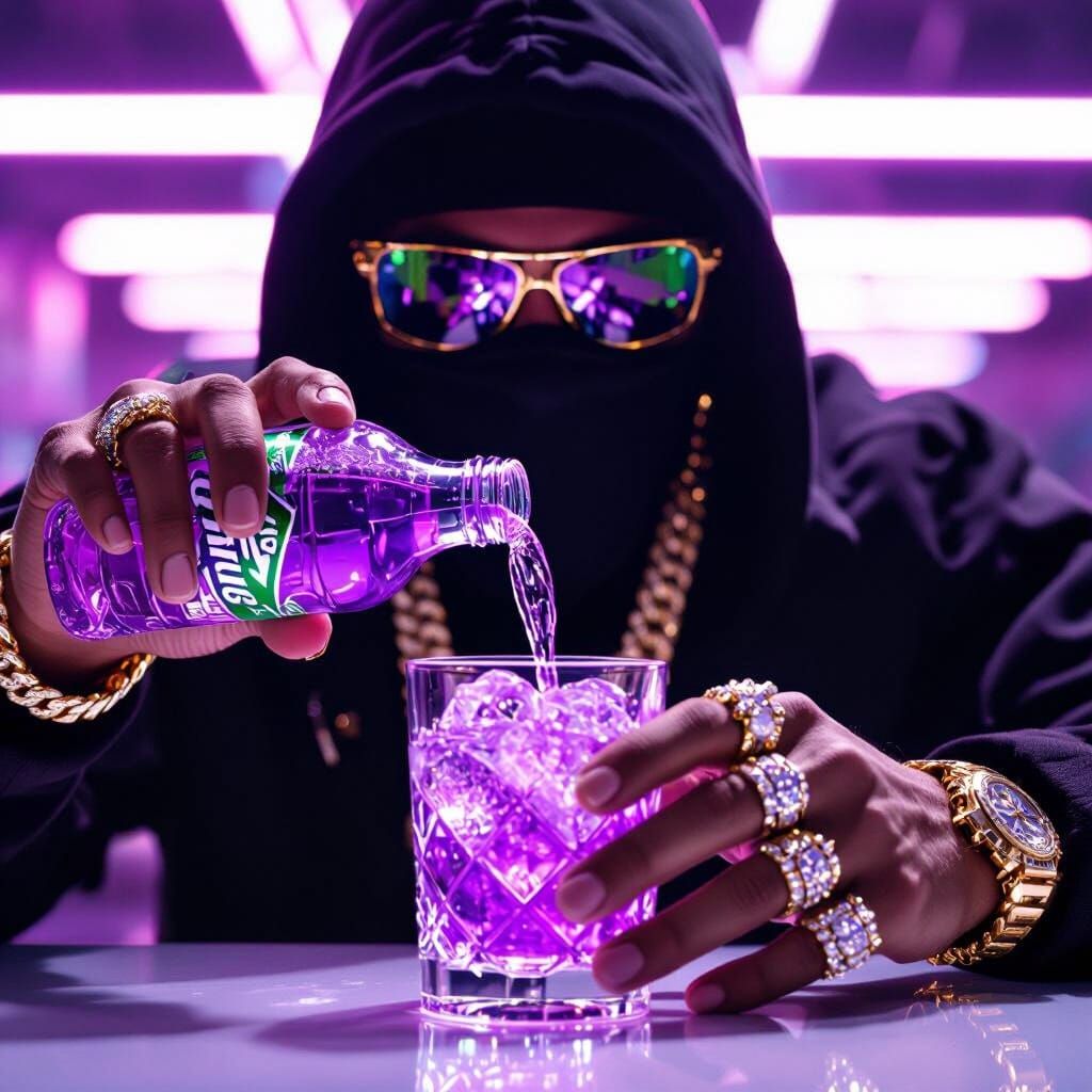 Man with Diamond Grillz Pours Purple Sprite