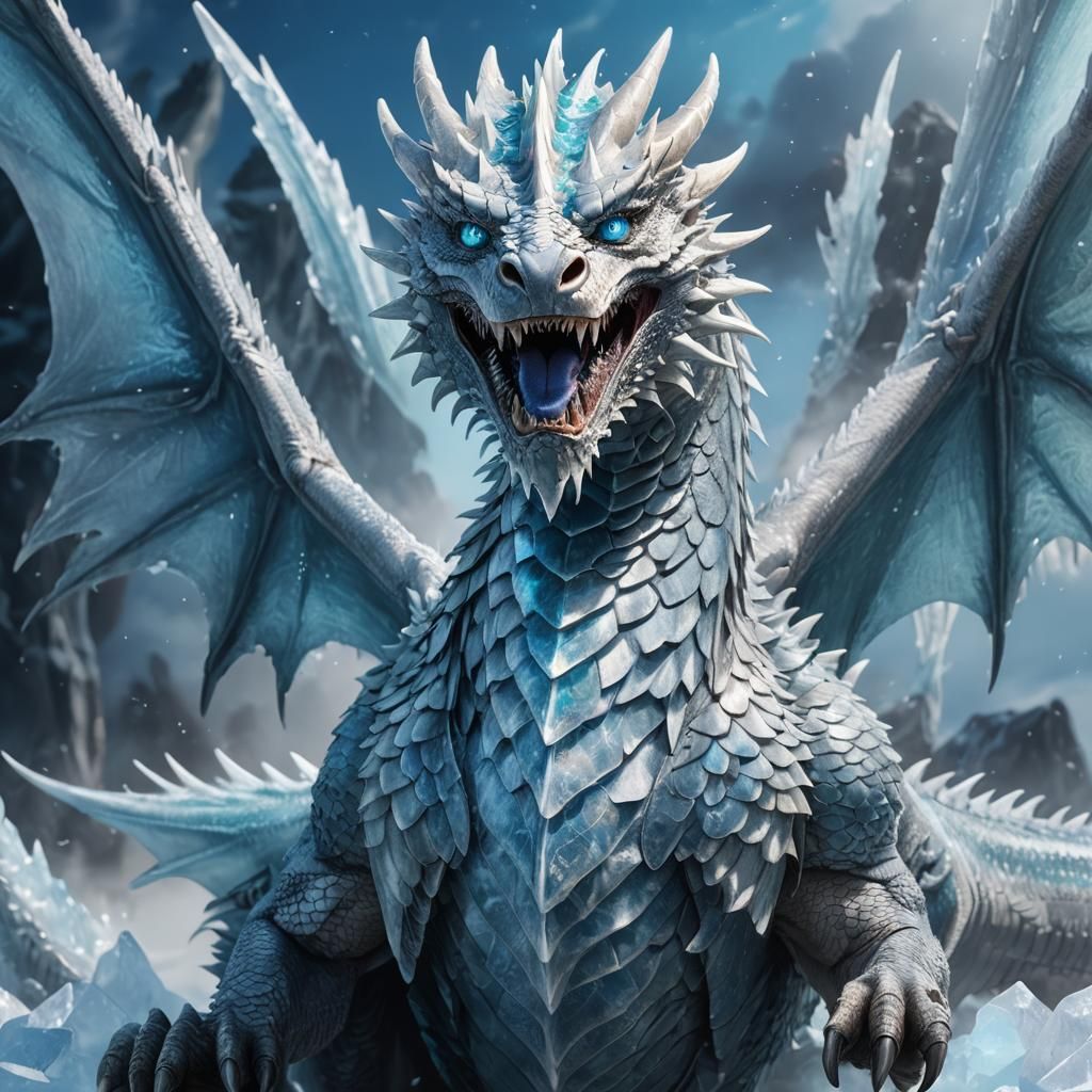 Regal Ice Dragon Concept Art in 8K