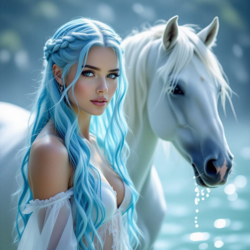 Water Goddess With Transparent Water Horse