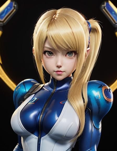 Anime Chibi Girl in Zero Suit Samus Outfit