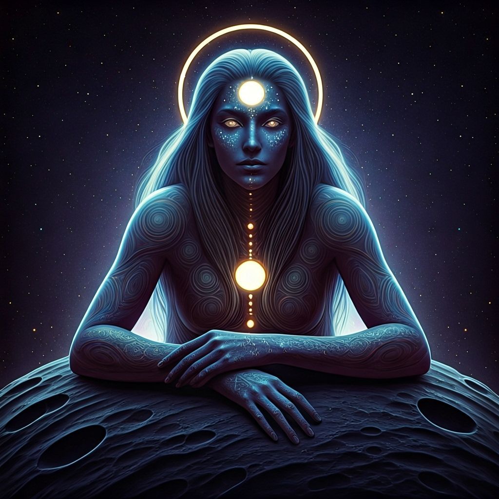 Celestial Being on Asteroid Throne in Art Nouveau Style