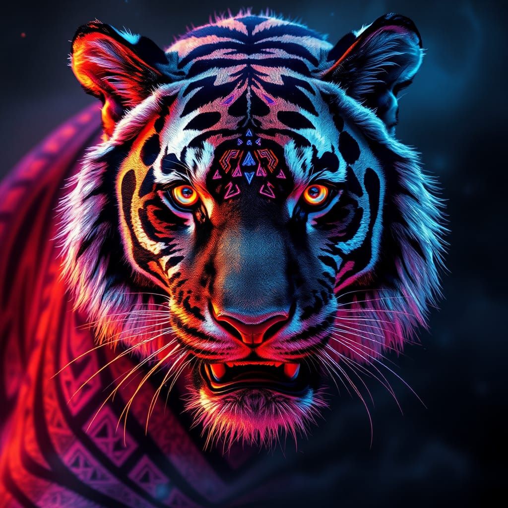 Mystic Tiger of Runes and Prismatic Light