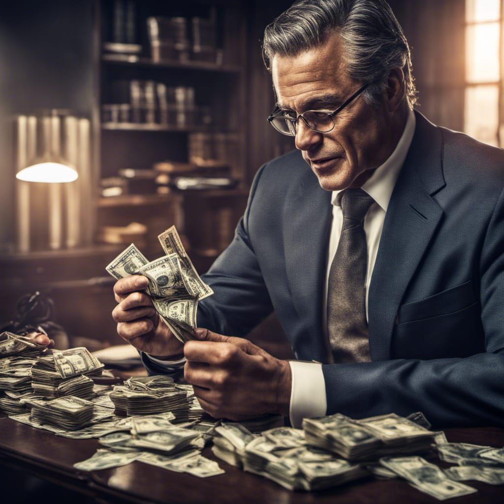 Wealthy Businessman Shows Off Money in Office