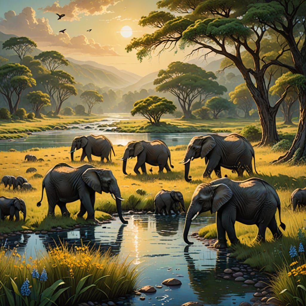 Majestic Elephants in Cinematic Wildlife Style