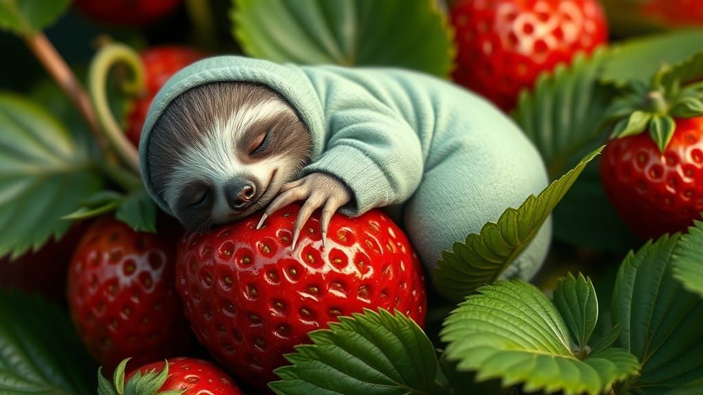 Sleepy Sloth in Strawberry Bliss