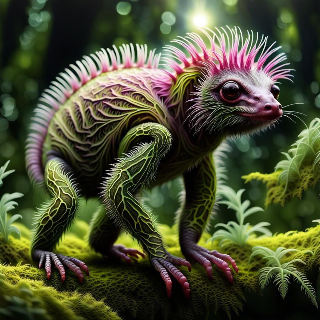 Colorful Hybrid Sloth Creature in Jungle