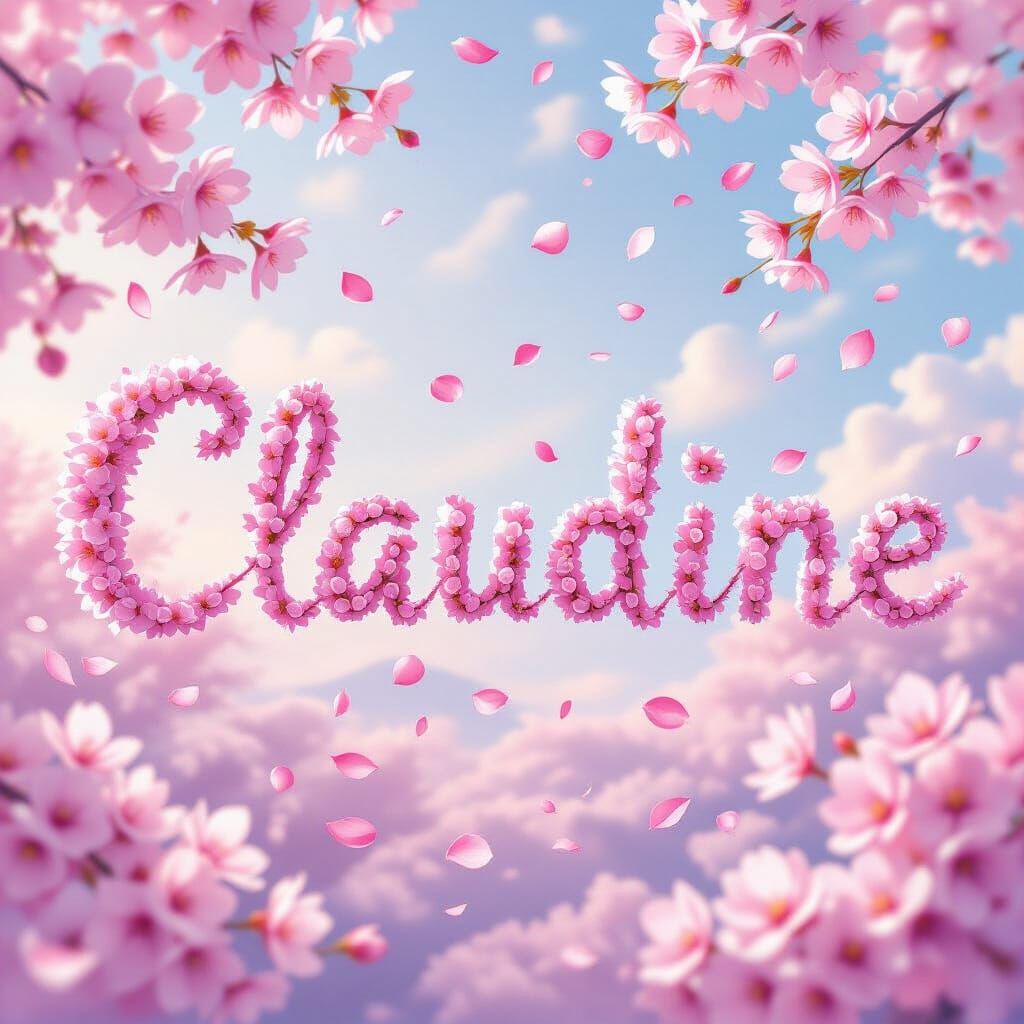 Claudine Name in Cherry Blossoms Digital Painting