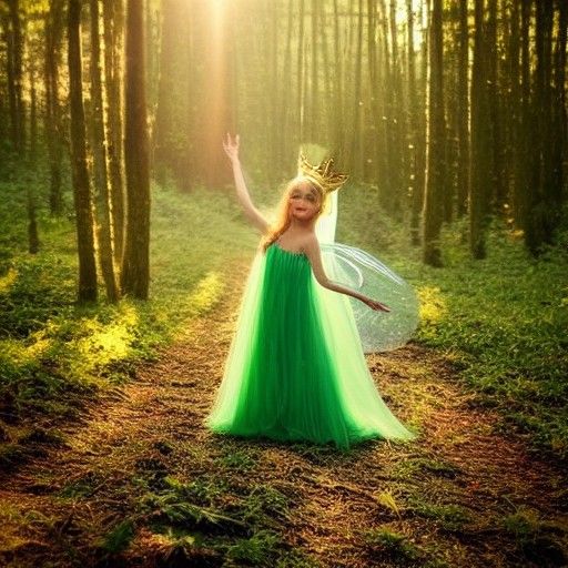 Fairy in Forest with Gold Crown