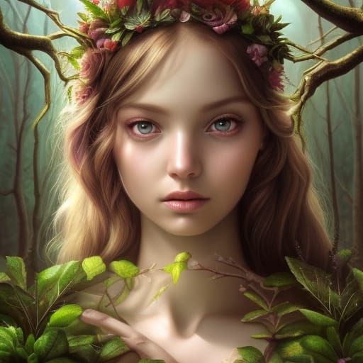 Gorgeous Forest Fairy Portrait in Hyperrealistic Style
